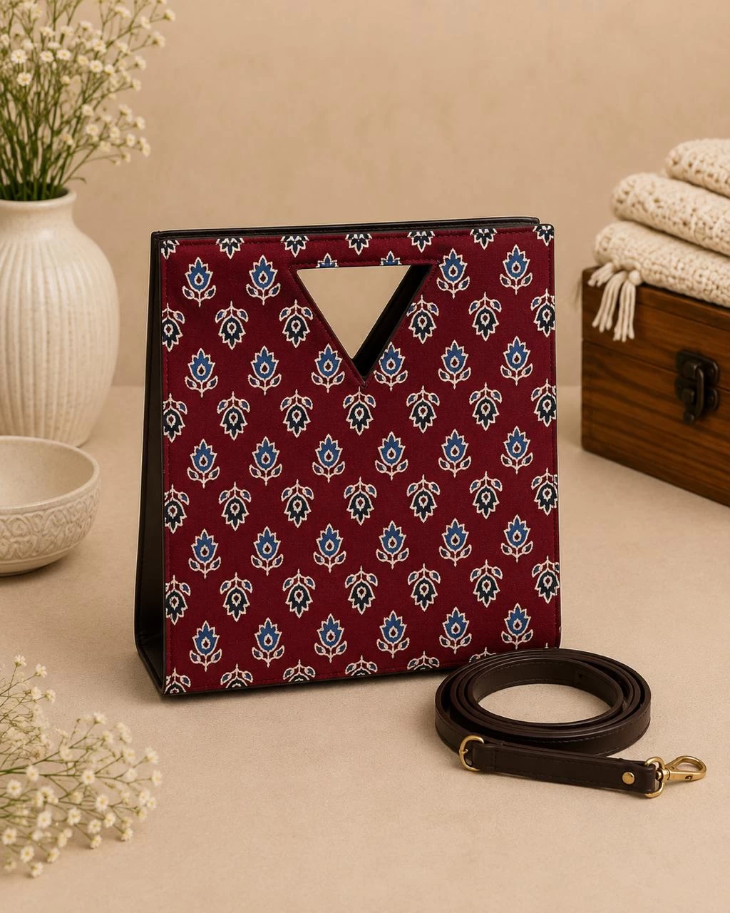 Maroon Floral Kitkat Bag