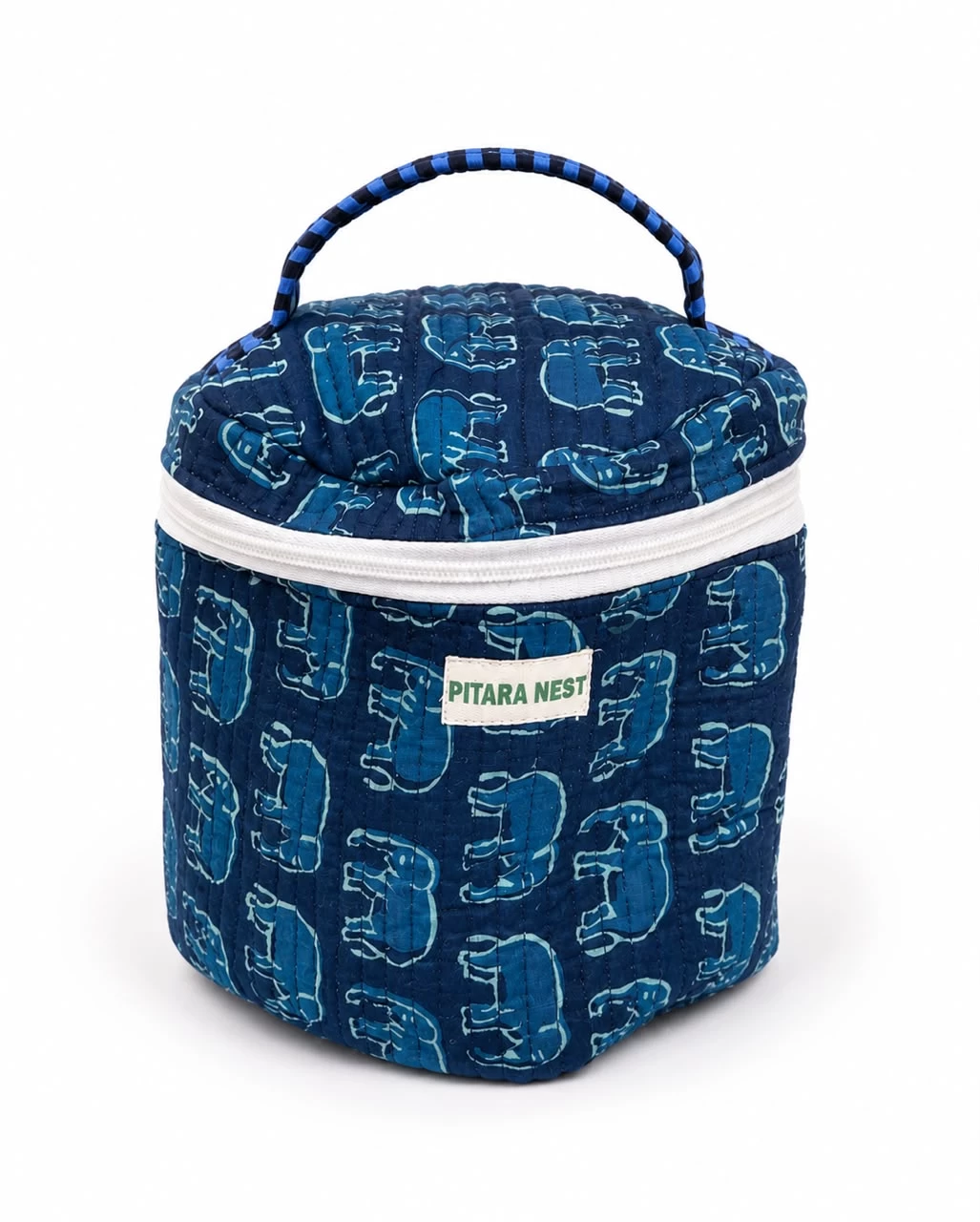 Elephant Print Cotton Vanity Bag