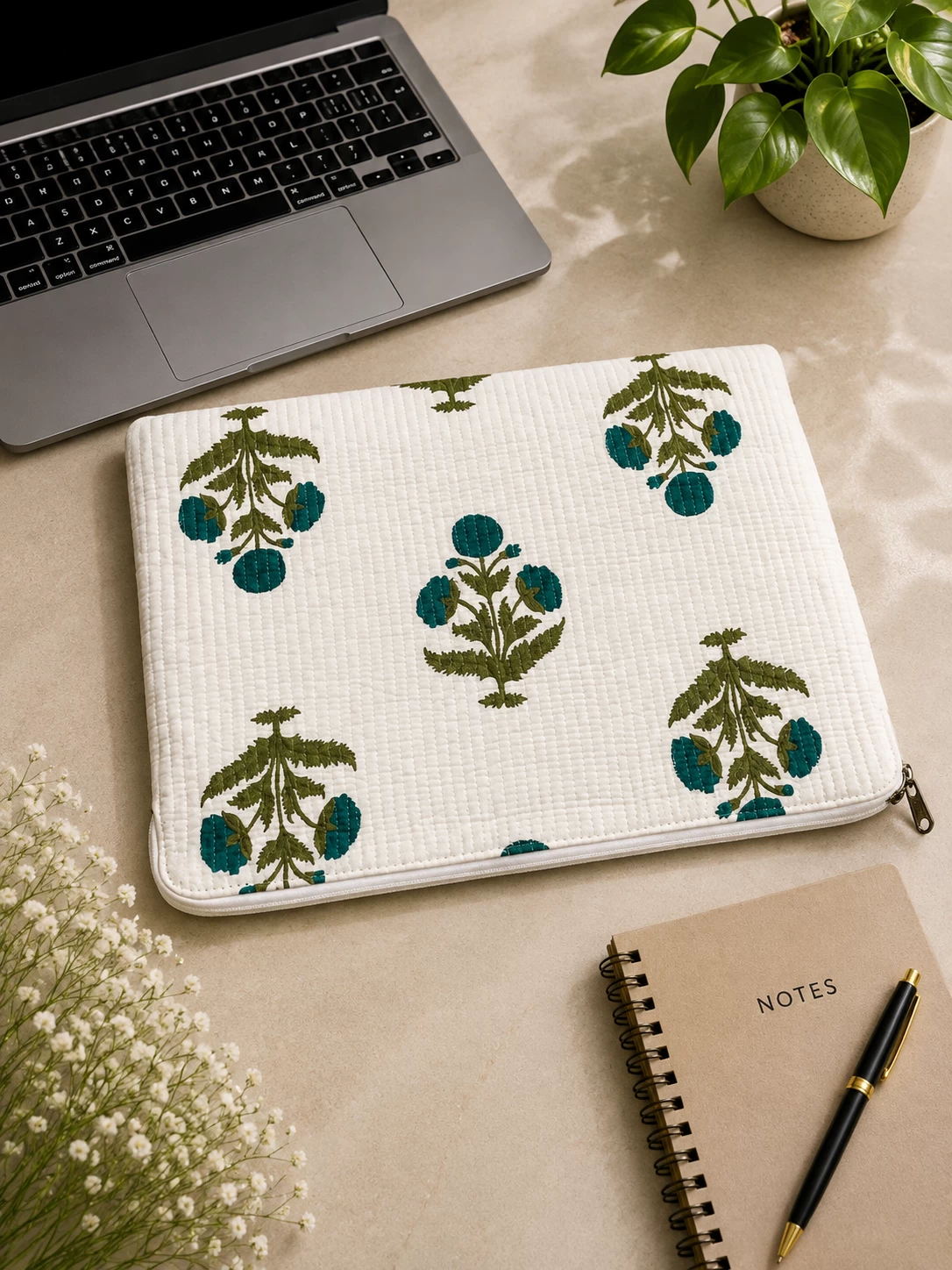 Quilted Floral Laptop Sleeve